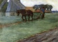 Hombre arando caballo impresionista Frederick Carl Frieseke
